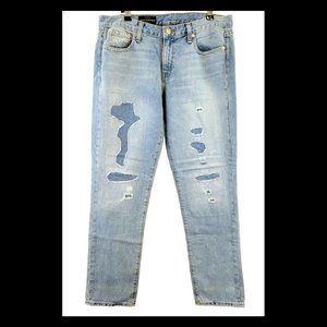 NWT J. Crew Slim Broken in Boyfriend Crop Patched Jean in Halsey Wash